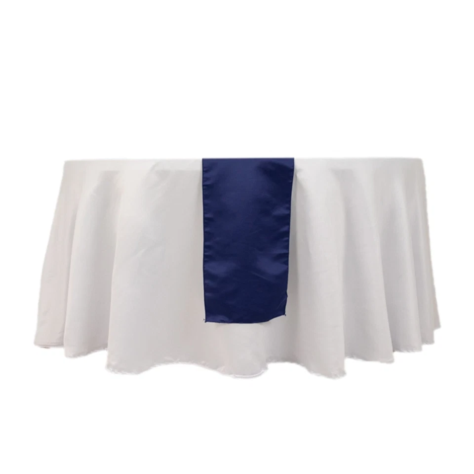 Navy Blue SATIN 12x108" Table RUNNER Lustrous Wedding Party Catering Dinner - Image 3 of 4