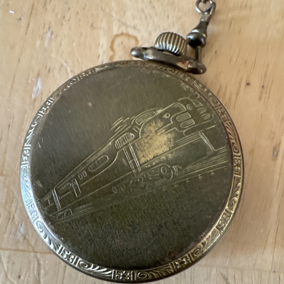 Reloj Bolsillo Ferrocarril Suizo Colibei Vintage 17 Joyas Locomotora Grabado. Foto 4 de 4