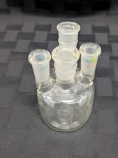 X2 Chemglass 19/48,14/35  Joints Glass Angled 4-Neck 250mL Flask