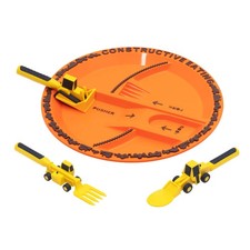 Plate and Utensils Set - USA-Made Toddler Dinnerware with Divided Plates Con...