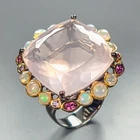 Handmade 34 ct+ Natural Rose Quartz Ring 925 Sterling Silver Size 8 /R464962