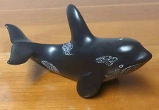 Vintagr Killer Whale Orca Figurine Hand Carved Natural Resin Composite Boma CA