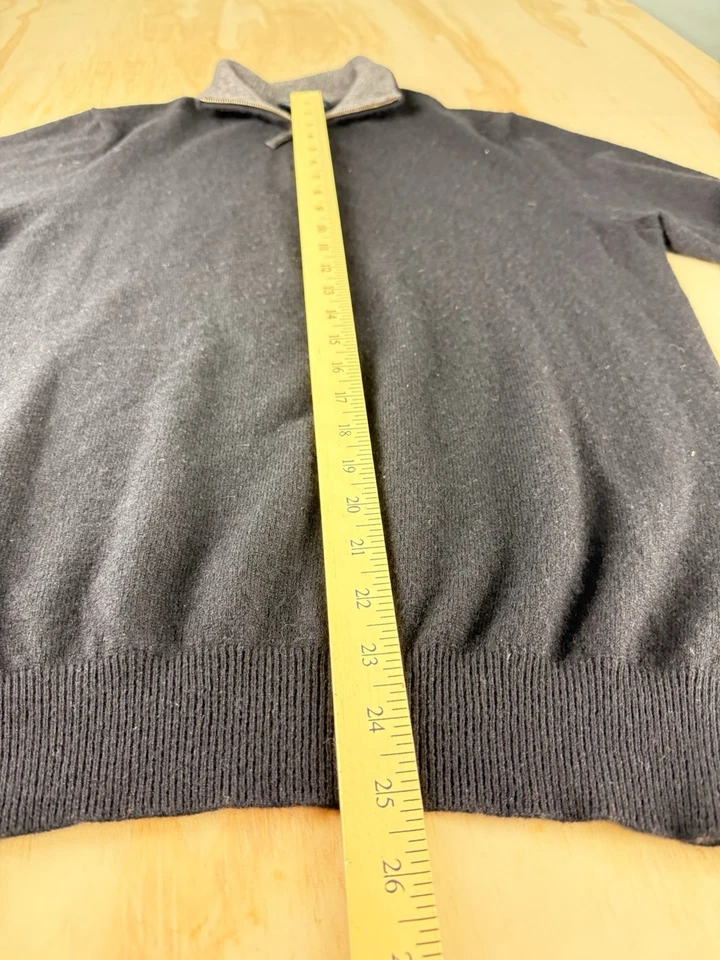 Suéter Allen Solly Para Hombre 100% Cachemira M Beige Cuarto Cremallera Pullover Lujo Foto 4 de 4