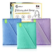 3 Pack Exfoliating Bath Sponges, Body Scrubber for Shower, Textured Loofah Pa...