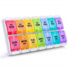 AM PM Weekly Pill Organizer 2 Times A Day, Large Daily Pill Box Case 7 Day