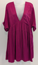 Free People Womens Size L V Neck Shiny Sun Up Mini Dress