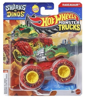 RAGEASAUR Sharks vs. Dinos 7/8 Monster Trucks 1:64 Hot Wheels Truck Diecast Auto