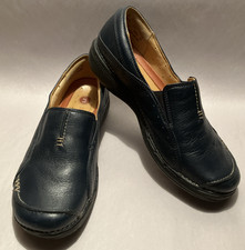 Clarks Unstructured Un Heard Womens 7M Blue Leather Cushioned Comfort Loafers