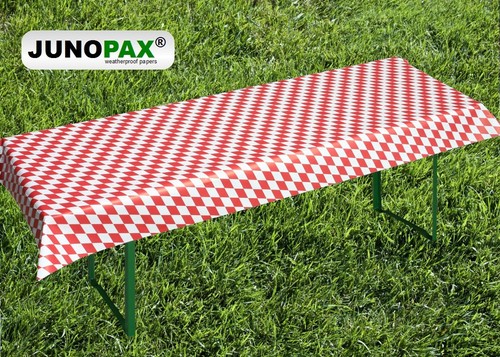 50m x 0,75m rot weiß JUNOPAX Papiertischdecke Raute Karo für Festzelttische - Bild 4 von 10