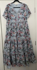 Lena & Lou Layne Zoie Blue Floral Tiered Dress Size 1X New