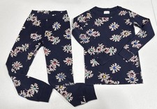 Hanna Andersson Girls Pajama Set 110 5 Blue Floral Organic Cotton Two Piece Pjs