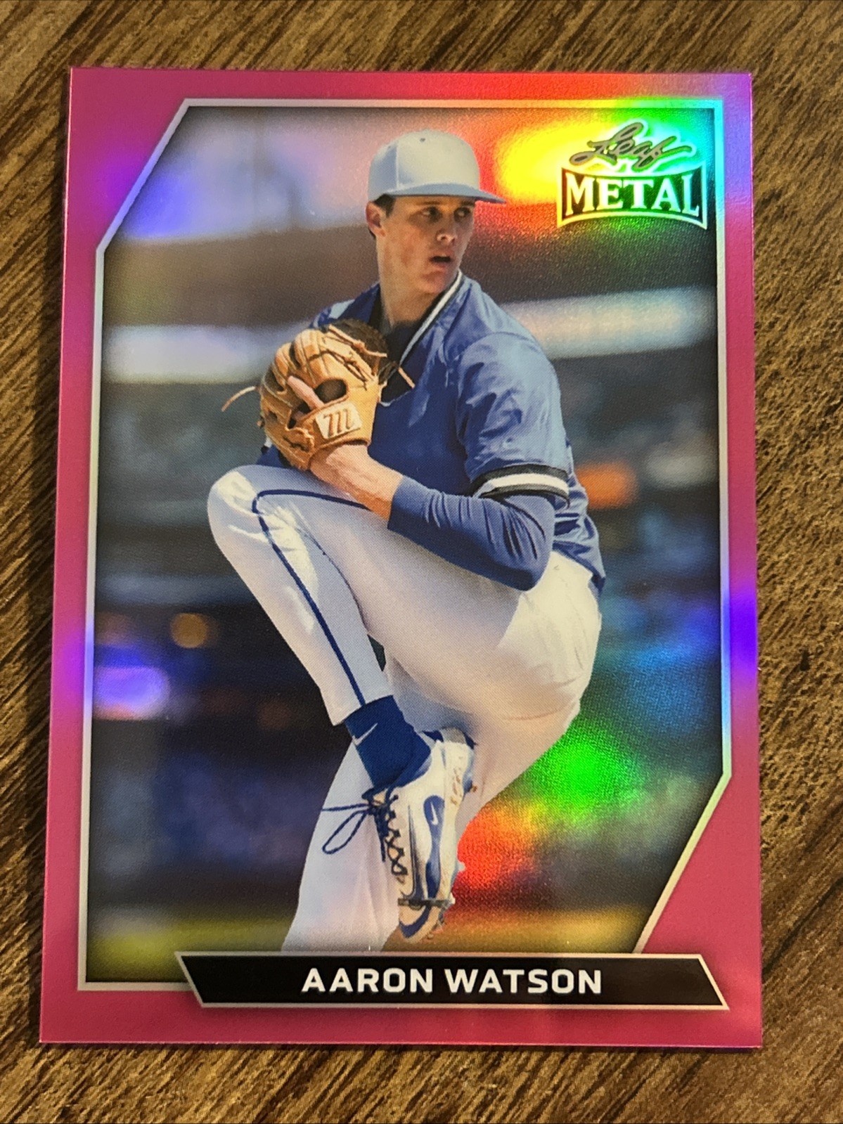 2026 Leaf Metal Baseball Base Aaron Watson Pink Prismatic #1 /6
