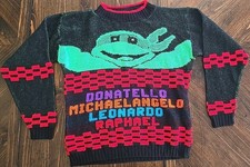 Vintage Teenage Mutant Ninja Turtles Knitted Sweater Youth Size Large