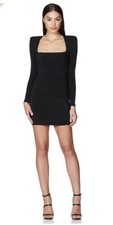 NWT Nookie Harley Mini Dress Women's Size XS BlackAsymmetrical Waist Long Sleeve