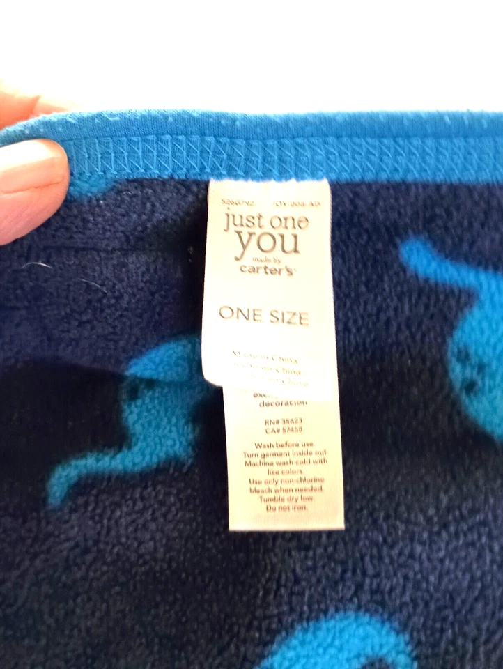 CARTER'S JUST ONE YOU NAVY BLUE DINOSAUR MIGHTY CUTE FLEECE BABY BOY BLANKET - Image 4 of 4