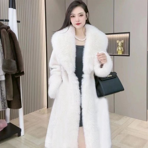 Cappotto pelliccia visone sintetico invernale caldo donna nuovo pelliccia pelliccia volpe collo giacca cappotti lunghi - Foto 12 di 19