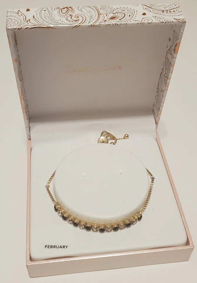 Pulsera Bolo Mujer Piedra Natal Febrero Cristal Tono Dorado Foto 2 de 3