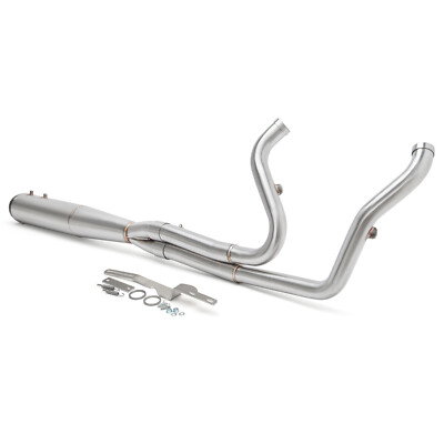 Full Length 2 into 1 Brushed Exhaust Pipe for Harley M8 Touring Glide 2017-24