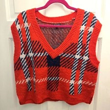 Wild Fable Knitted Striped Red Vest,Size M