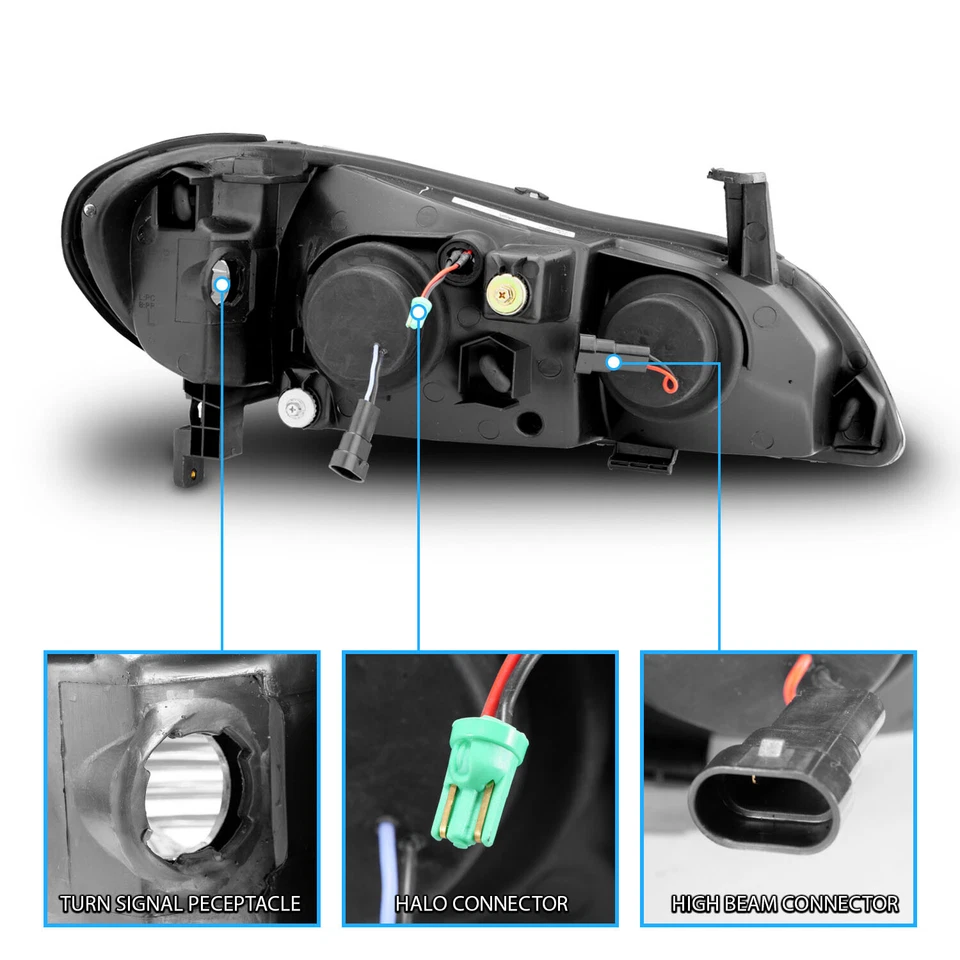 [Dual LED Halo] For 2000 2001 Infiniti I30 Black Projector Headlights Pair - Image 3 of 4