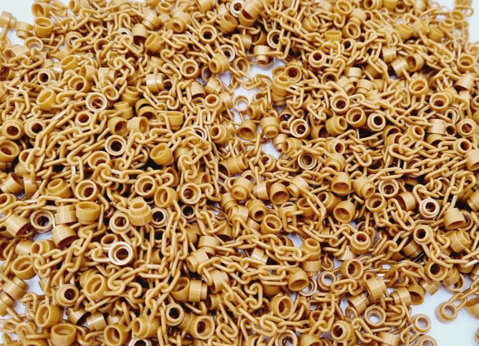 Lego Kette Gold Ketten 10 STK 5 Glieder Kette Pearl Gold Chain Neu 92338