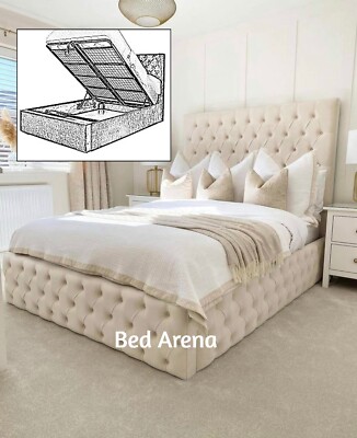 Plüsch Samt Super Chesterfield Stauraumbett, Ottomane Gaslift Bett, Ottoman Bett