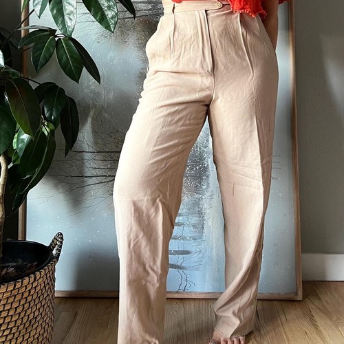 vtg 90s Talbots high waist 100% wool trousers size 6 neutral beige classic small - Picture 2 of 8