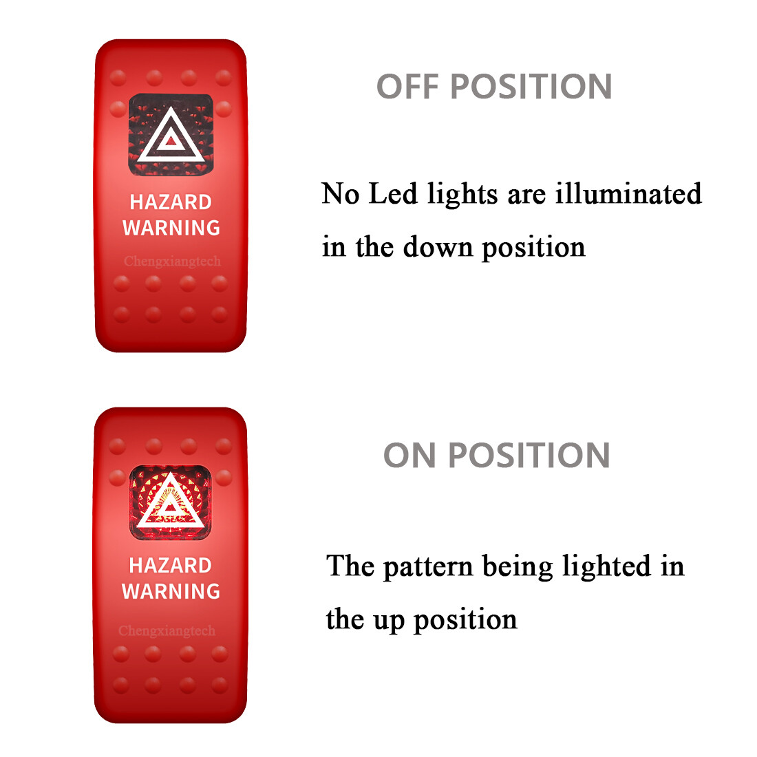 Red Led Hazard Warning Rocker Switch + Adjustable Flasher Relay CF13KT