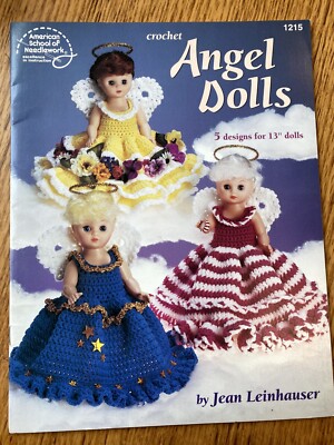 Crochet Angel Dolls 13'' Doll Dresses 5 Designs Pattern Book 1215 Leisure Arts