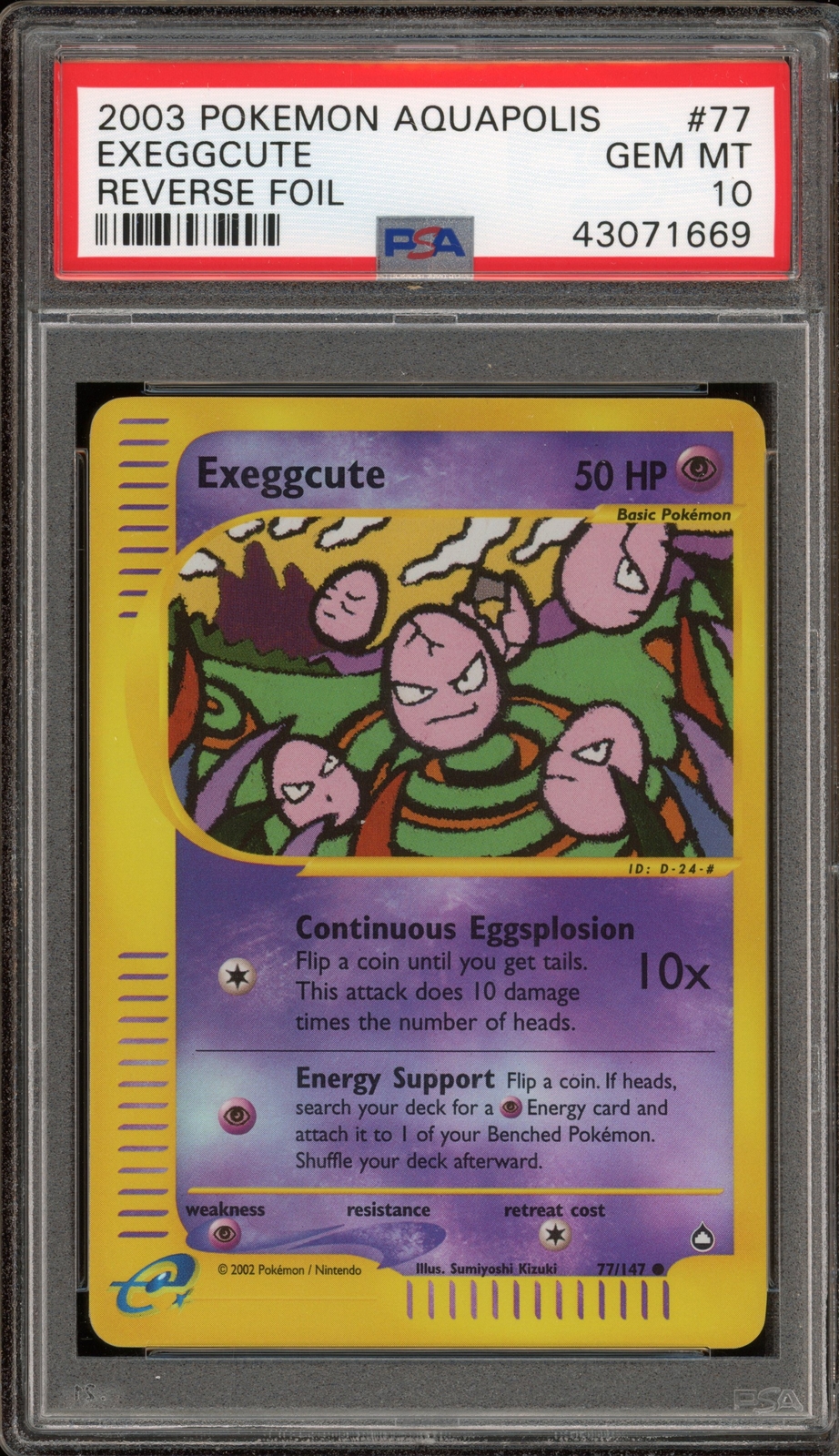 Pokemon Exeggcute Aquapolis Reverse Holo #77 PSA 10 Gem Mint