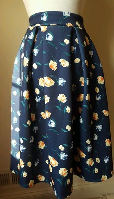 Cheap Price New listing Watercolor Pleated ALine Floral High Waist Skirt Skater Midi Bubble SM Blue Cheap Price New listing Watercolor Pleated ALine Floral High Waist Skirt Skater Midi Bubble SM Blue