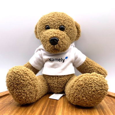 HitWear co. 8 ½'' OLE' TIME RAG BEAR with white hooded sweatshirt with ''NAMELY''
