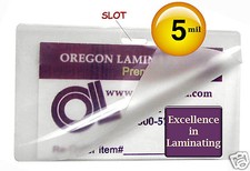 500 Military Card Hot Laminating Pouches 2-5/8 x 3-7/8 5 Mil w/Slot on Long Side