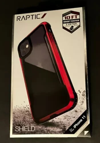 Raptic Shield Black Red iPhone 11 Case Shockproof Military Metal Design