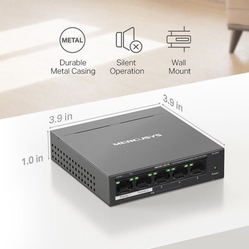 Mercusys MS105GP 5-Port Gigabit Desktop Switch with 4-Port PoE+ Long Range 65w - Picture 2 of 11