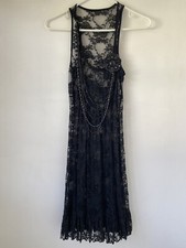 Sheer Black Lace Racer Back Sleeveless Tunic Dress with Removable Accessories