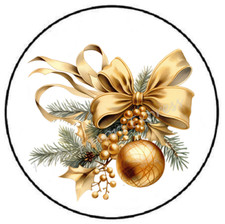 GOLD CHRISTMAS ORNAMENT ENVELOPE SEALS LABELS STICKERS PARTY FAVORS