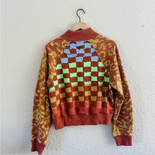 Free people movement neon checker sweatshirt medium - Picture 3 of 8