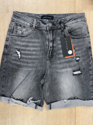 Risen Jeans Cut Off Denim Shorts Black Distressed Size 9/29 BNWT - Picture 2 of 10