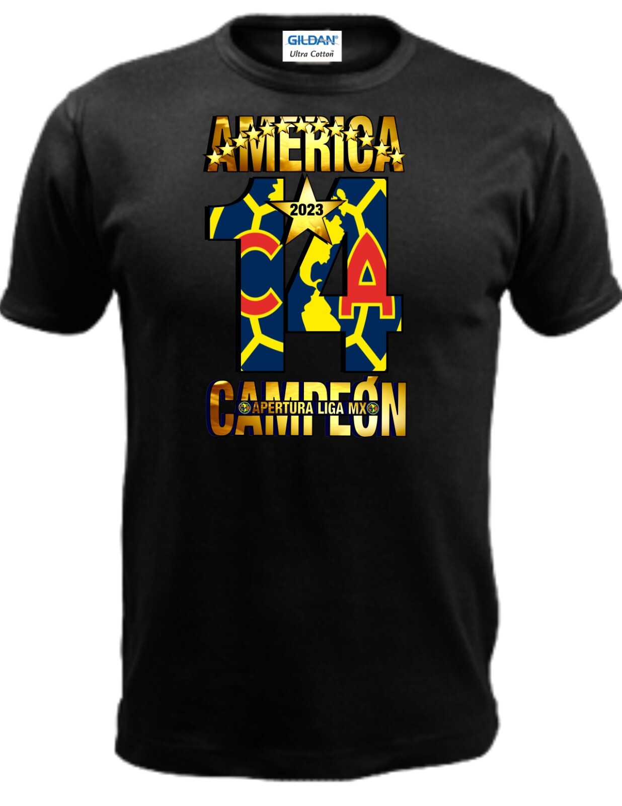 CLUB AMERICA FC CAMPEON APERTURA 2023 100 COTTON 100 PRESHRUNK GILDAN