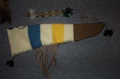PRIMITIVE ARCHER,  HAND SEWN, WOOL ARROW QUIVER 25''