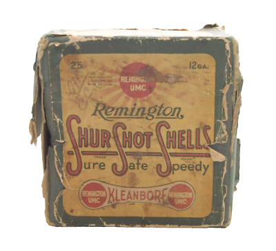 ANTIQUE REMINGTON KLEENBORE 12 GA. SURE SHOT SHELL 2 PIECE PAPER