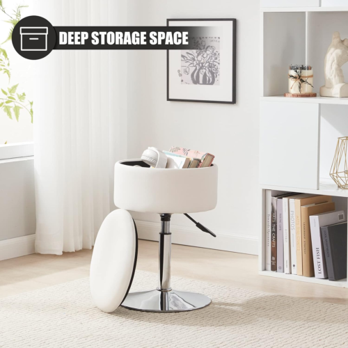 Adjustable Ottoman Stool White Vanity Stool Vanity Chair for Makeup Room Stool C - Picture 6 of 9
