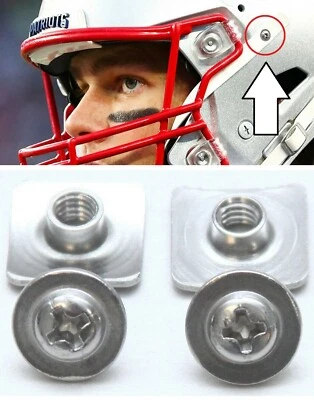 New Tom Brady Style Dome Screws for Upper Football Helmet Chinstrap Snap