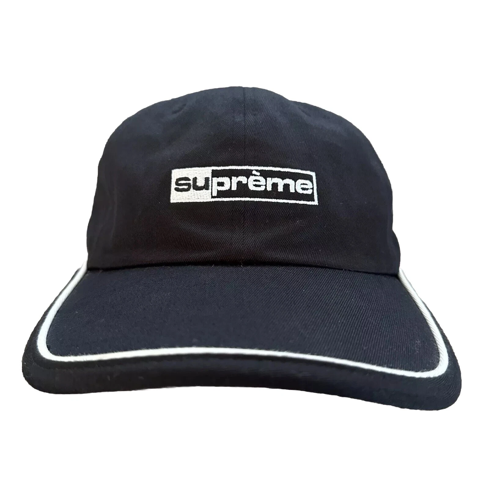 Chapeau Supreme Piping Cap 6 panneaux noir/blanc SS20H34