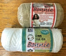 BONNIE CRAFT CORD 100 YD 2 MM JUTE OR 4MM 50 YD WHITE