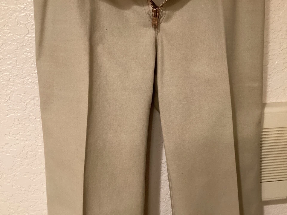 Vtg 70's Rag City Blues L. A. Bells Tan Jeans Zipper Front Belt 28”Wx32”L Size 8 - Image 3 of 4