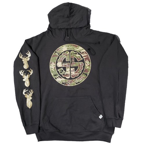 NWT Simply Southern Hoodie Womens XL Love Deerly Camo Deer Antlers Black