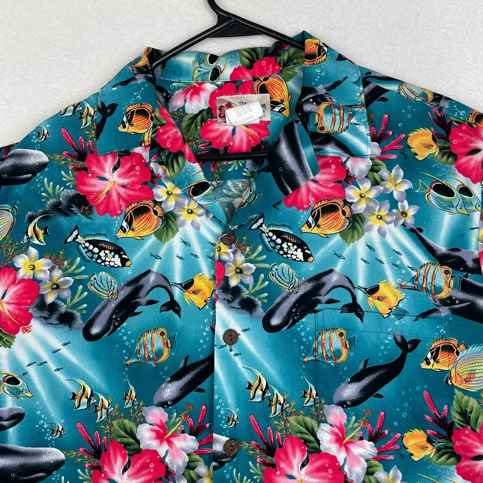 Hilo Hattie The Hawaiian Original Hawaiian Shirt Mens Large Button Up Whales - Image 2 of 4