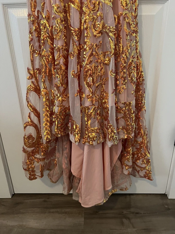 Vestido de graduación Jovani talla 00 coral y dorado - usado una vez - ¡limpiado en seco! Foto 4 de 4